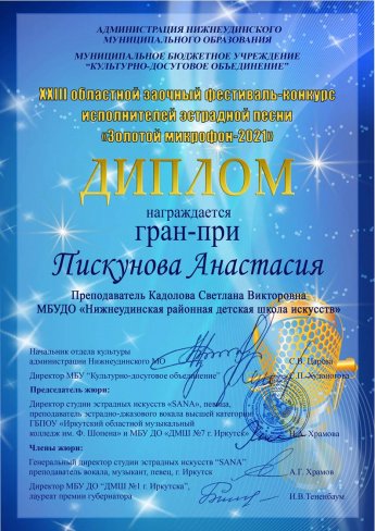Подведены итоги XXIII областного заочного фестиваля-конкурса исполнителей эстрадной песни "Золотой микрофон-2021"